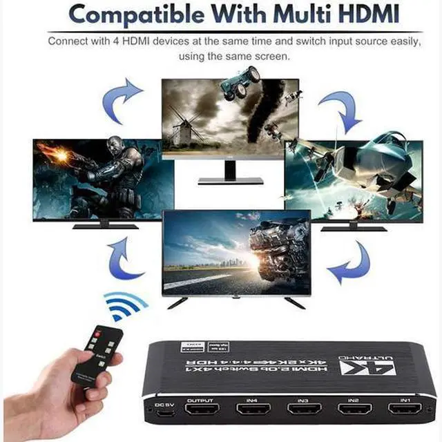 Alt view image 5 of 7 - Torpedo Nova HDMI 2.0 4x1 Switch, 4K@60Hz HDR10, Dolby Atmos & Vision, HDCP 2.2, IR Remote Control