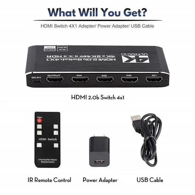 Alt view image 7 of 7 - Torpedo Nova HDMI 2.0 4x1 Switch, 4K@60Hz HDR10, Dolby Atmos & Vision, HDCP 2.2, IR Remote Control