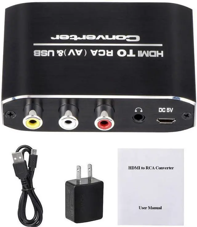 Alt view image 6 of 6 - Torpedo Nova HDMI to AV Converter with 3.5mm Audio & USB Power, 1080P HDMI to RCA (CVBS) Adapter, HDMI2AV Aluminum Converter Box Supports PAL/NTSC for TV Stick, PC, Laptop, Xbox, PS3, HDTV, DVD
