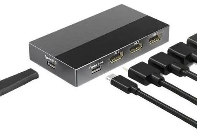 Main image of Torpedo Nova 8K@60Hz 5x1 Switch with 2 Type-C & 3 HDMI Inputs - 48Gbps Ultra HD Dynamic HDR10+, 5V Power Adapter & Remote Control, for MacBook, PC, Laptops