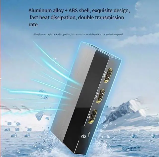 Alt view image 4 of 6 - Torpedo Nova 8K@60Hz 5x1 Switch with 2 Type-C & 3 HDMI Inputs - 48Gbps Ultra HD Dynamic HDR10+, 5V Power Adapter & Remote Control, for MacBook, PC, Laptops