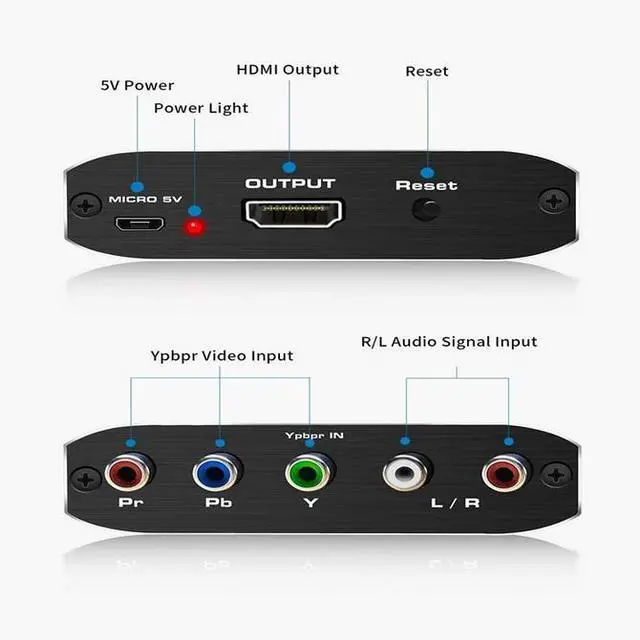 Alt view image 3 of 6 - Torpedo Nova YPbPr to HDMI Converter 1080p with Audio - Component Video to HDMI Adapter for DVD, Game Consoles, STB - Support LPCM/DTS/Dolby Digital - Plug & Play