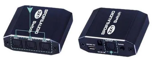 Alt view image 6 of 6 - Torpedo Nova  3x1 Optical Audio Switch with Remote - SPDIF/Toslink 3-in-1 Out Selector for PS4/PS5/Xbox/Apple TV/Blu-ray Player, Support Dolby Digital & DTS