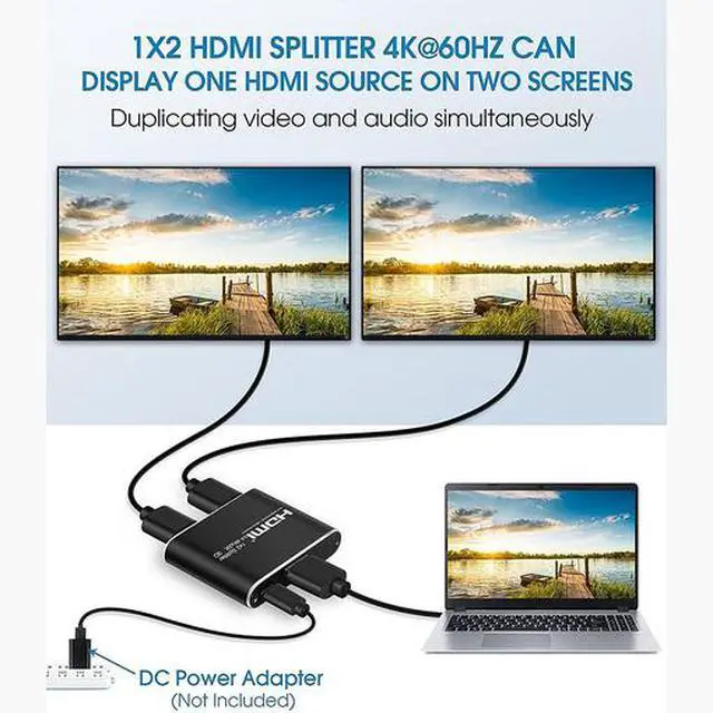 Alt view image 2 of 5 - Torpedo Nova 1x2 HDMI Splitter 4K 1 in 2 Out - 4Kx2K HDMI Distribution Amplifier for Dual Monitors, Support 3D, HDCP 1.4, HDMI 1.4, Compatible with PC, Fire Stick, PS3, Blu-ray Player