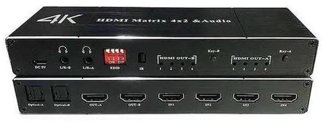 Main image of Torpedo Nova 4x2 HDMI 2.0 Matrix Switch with Dual Audio Extraction - 4K@60Hz 4 in 2 Out, Support HDCP 2.2, EDID Management, Optical & 3.5mm Audio Output, 18.2Gbps Bandwidth