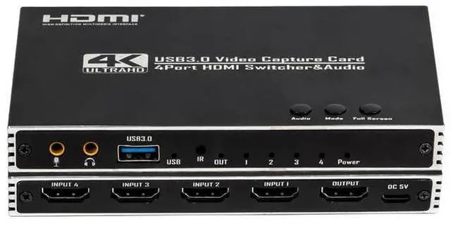 Main image of Torpedo Nova 4-Channel USB 3.0 HDMI Video Capture Card with 4x1 Switcher - 4K 4-in-1 Multi-Viewer, Zero Latency Loop-Out, Live Streaming & Recording, Plug & Play for Windows/Mac