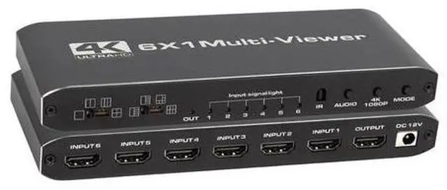 Main image of Torpedo Nova 6x1 HDMI Multi-Viewer & Seamless Switcher - 4K 6-in-1 Video Wall Splitter, Support 2/4/6 Screen Division, Metal Housing, Remote & Button Control for Surveillance, Live Production