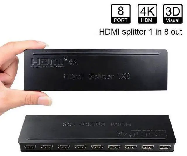 Main image of Torpedo Nova 1x8 HDMI Splitter Ultra-Thin - 4K 1 in 8 Out Distribution Amplifier, Support 3D, HDCP 1.4, Cascading Function, 25m Transmission for Digital Signage, Conference Rooms