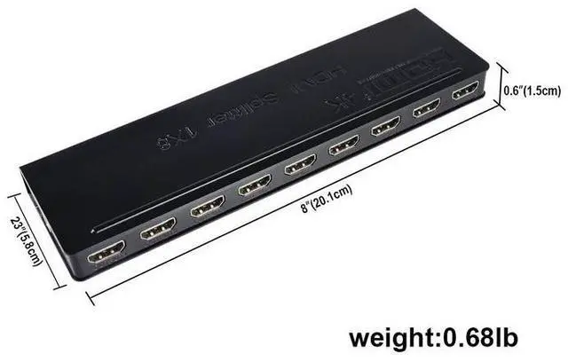 Alt view image 5 of 5 - Torpedo Nova 1x8 HDMI Splitter Ultra-Thin - 4K 1 in 8 Out Distribution Amplifier, Support 3D, HDCP 1.4, Cascading Function, 25m Transmission for Digital Signage, Conference Rooms