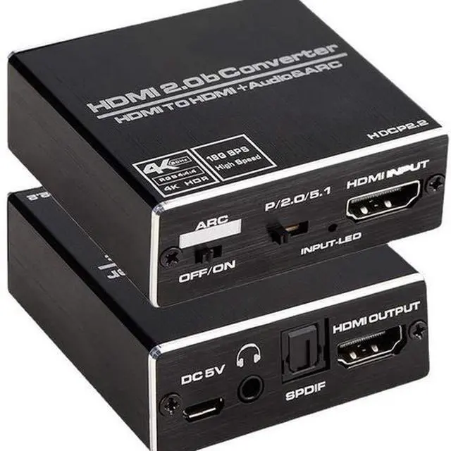 Main image of 4K@60Hz HDMI 2.0 Audio Extractor with ARC - SPDIF Optical & 3.5mm AUX Stereo Output, Support HDCP 2.2, HDR10, 4:4:4 Chroma, Metal Housing