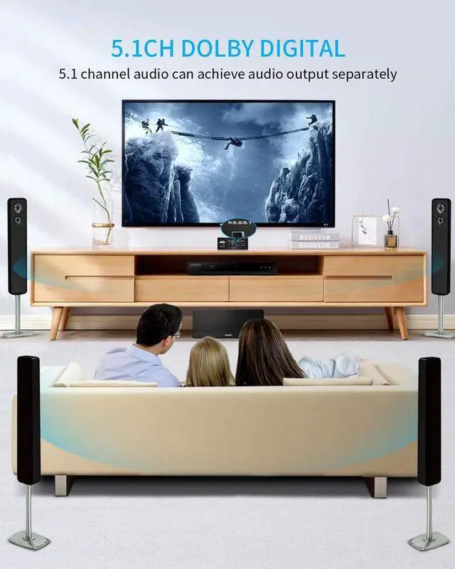 Alt view image 5 of 7 - 4K@60Hz HDMI 2.0 Audio Extractor with ARC - SPDIF Optical & 3.5mm AUX Stereo Output, Support HDCP 2.2, HDR10, 4:4:4 Chroma, Metal Housing