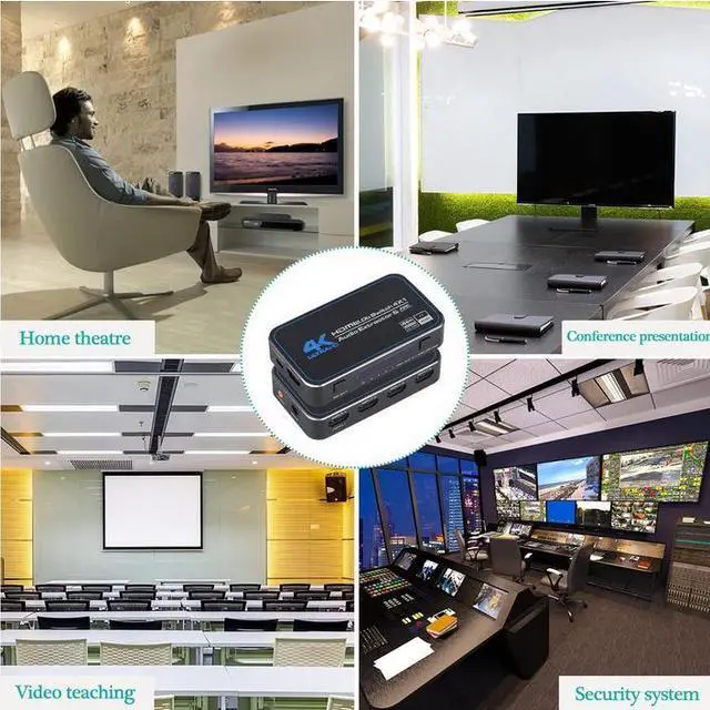 Alt view image 7 of 7 - 4x1 HDMI 2.0 Switch with Audio Extractor & ARC - 4K@60Hz 4 in 1 Out Switcher, Optical/Coaxial Audio Output, Auto-Switching, MHL Support, IR Remote Included