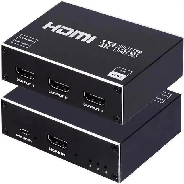 Main image of HDMI 1.4 Splitter 1x3 - 4K@30Hz 1 in 3 Out Distribution Amplifier, HDCP Compliant, Support 3D, Deep Color, DTS-HD, Dolby TrueHD, Mirror Mode for Home Theater