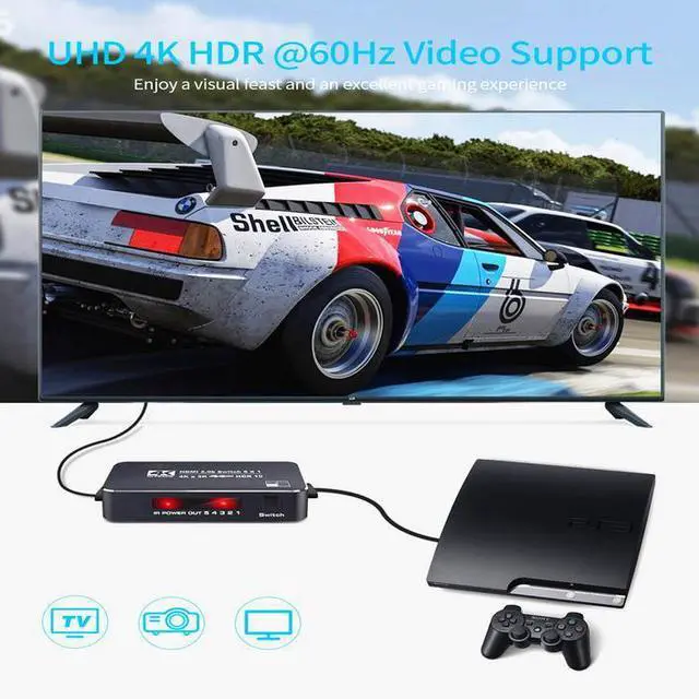 Alt view image 4 of 7 - 5x1 HDMI 2.0 Switch 4K@60Hz - 5 in 1 Out HDMI Switcher with Remote, Support HDR10, Dolby Vision, HDCP 2.2, 3D, Auto-Switching, for Gaming & Home Theater