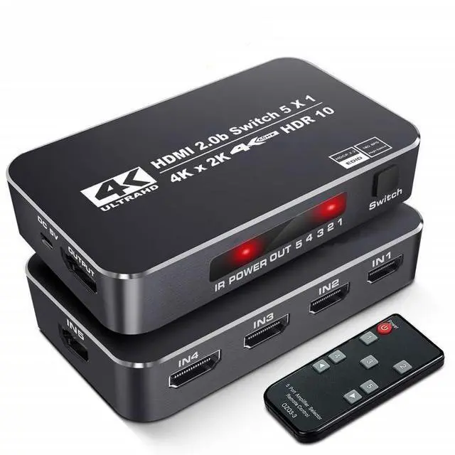 Alt view image 6 of 7 - 5x1 HDMI 2.0 Switch 4K@60Hz - 5 in 1 Out HDMI Switcher with Remote, Support HDR10, Dolby Vision, HDCP 2.2, 3D, Auto-Switching, for Gaming & Home Theater