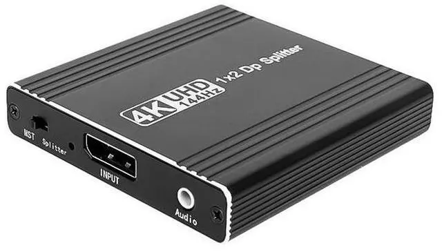 Alt view image 2 of 6 - DisplayPort 1.4 Splitter 1x2 - 4K@144Hz MST Hub with Audio Extraction, Dual Monitor Extended/Mirror Modes, DSC 1.2, HDR, for Gaming & Professional Workstations