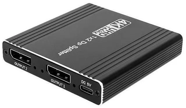 Alt view image 3 of 6 - DisplayPort 1.4 Splitter 1x2 - 4K@144Hz MST Hub with Audio Extraction, Dual Monitor Extended/Mirror Modes, DSC 1.2, HDR, for Gaming & Professional Workstations