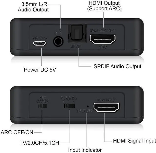 Alt view image 2 of 7 - 4K@60Hz HDMI 2.0b Audio Extractor Splitter - HDMI to Optical SPDIF & 3.5mm Stereo Converter, Support HDR10, HDCP 2.2, ARC, 18Gbps, for PS5, Xbox, Home Theater