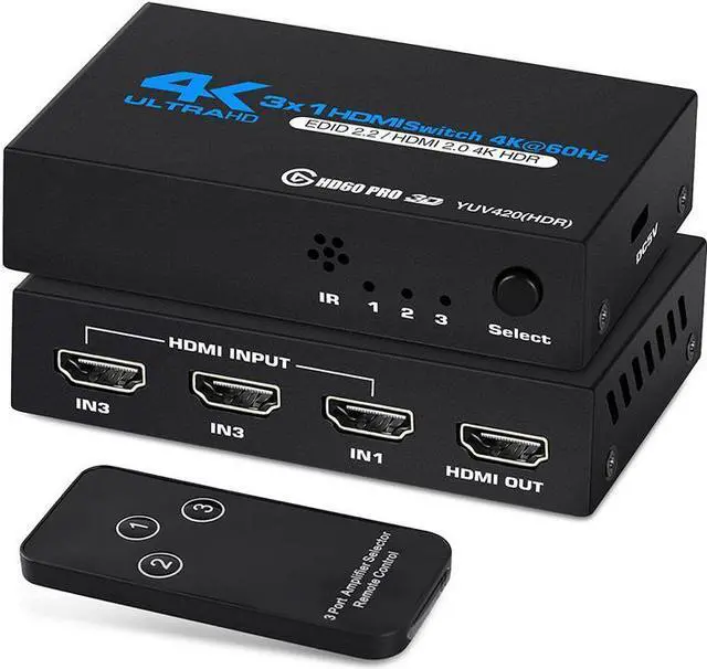 Main image of 3x1 HDMI 2.0 Switch with Remote - 4K@60Hz 3 in 1 Out HDMI Switcher, HDCP 2.2, Auto-Switching, USB Powered, for Fire Stick, PS5, Xbox, Apple TV