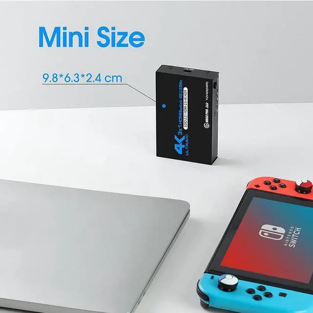 Alt view image 2 of 6 - 3x1 HDMI 2.0 Switch with Remote - 4K@60Hz 3 in 1 Out HDMI Switcher, HDCP 2.2, Auto-Switching, USB Powered, for Fire Stick, PS5, Xbox, Apple TV