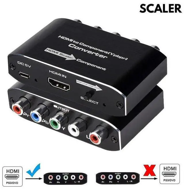 Alt view image 2 of 7 - HDMI to Component Converter with Scaler - 1080P HDMI to YPbPr Video Audio Adapter, Adjustable Output 480P/576P/720P/1080P, Compatible with PS4, Xbox, Nintendo Switch, Fire TV