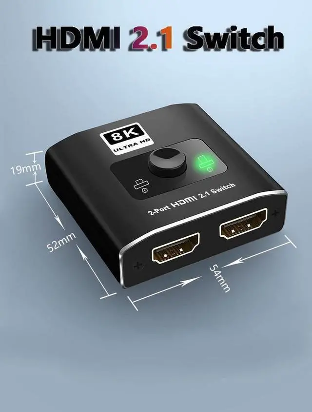 Alt view image 2 of 5 - 2x1 HDMI 2.1 Switch - 8K@60Hz 4K@120Hz 2 in 1 Out HDMI Switcher, HDCP 2.3, 48Gbps, HDR10+, for Gaming Consoles, 8K Blu-ray Player, Home Theater