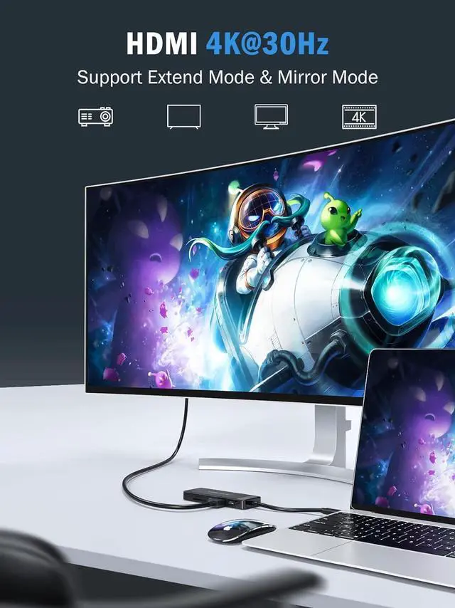 Alt view image 3 of 7 - Lemorele 9-in-1 USB C Hub Multiport Adapter, USB C Dongle w/4K HDMI for MacBook Pro Air, 3 USB3.0 5Gbps and 1 USB2.0 Port, Type-C 3.0, 100W PD, SD/TF, Docking Station for Windows/iPad/