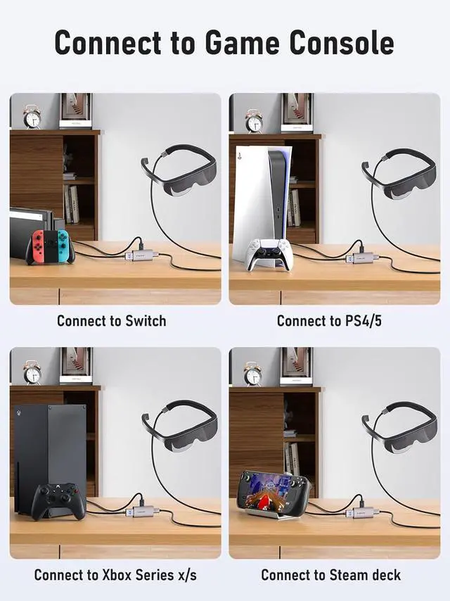 Alt view image 5 of 7 - Lemorele HDMI to USB C Adapter 4K@60HZ, HDMI to Type C Adapter, Compatible with RayNeo, XREAL Air, Rokid Air, Thunderbird AR, GRAWOOA, Switch Base, Steam Deck Base, PS4, PS5, Xbox