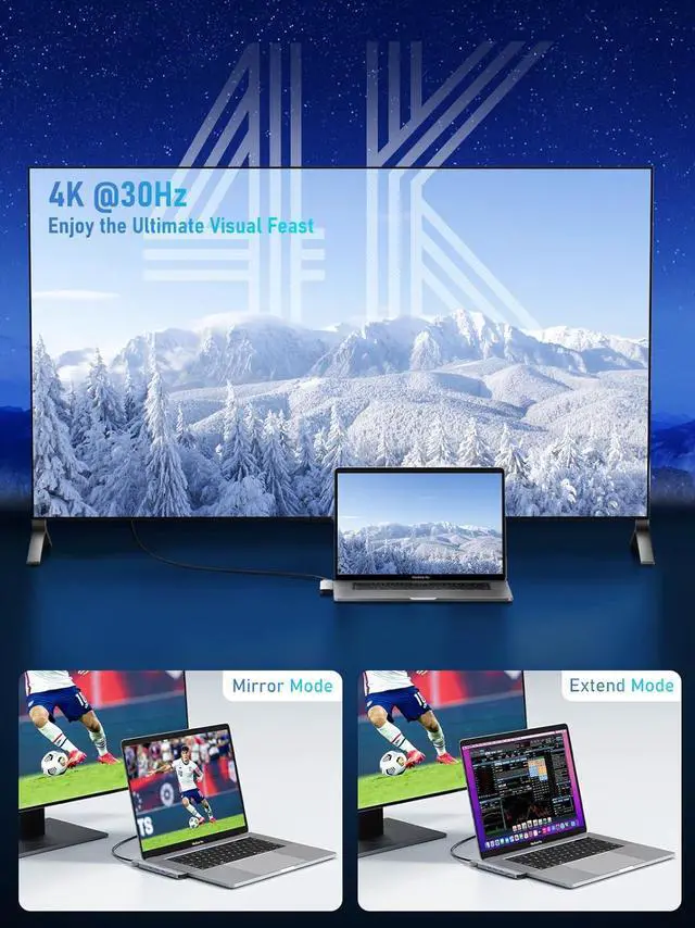 Alt view image 4 of 7 - Lemorele USB C Hub for MacBook Pro/Air M1 M2 2022 2021 2020 2019 2018 13" 15" 16", 7 in 2 Multiport Adapter Hub Mac Dongle w/4K HDMI, 3 USB 3.0, SD/TF 3.0, 100W PD 40Gbps Thunderbolt 3/4