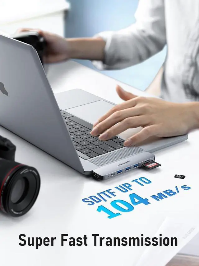 Alt view image 6 of 7 - Lemorele USB C Hub for MacBook Pro/Air M1 M2 2022 2021 2020 2019 2018 13" 15" 16", 7 in 2 Multiport Adapter Hub Mac Dongle w/4K HDMI, 3 USB 3.0, SD/TF 3.0, 100W PD 40Gbps Thunderbolt 3/4