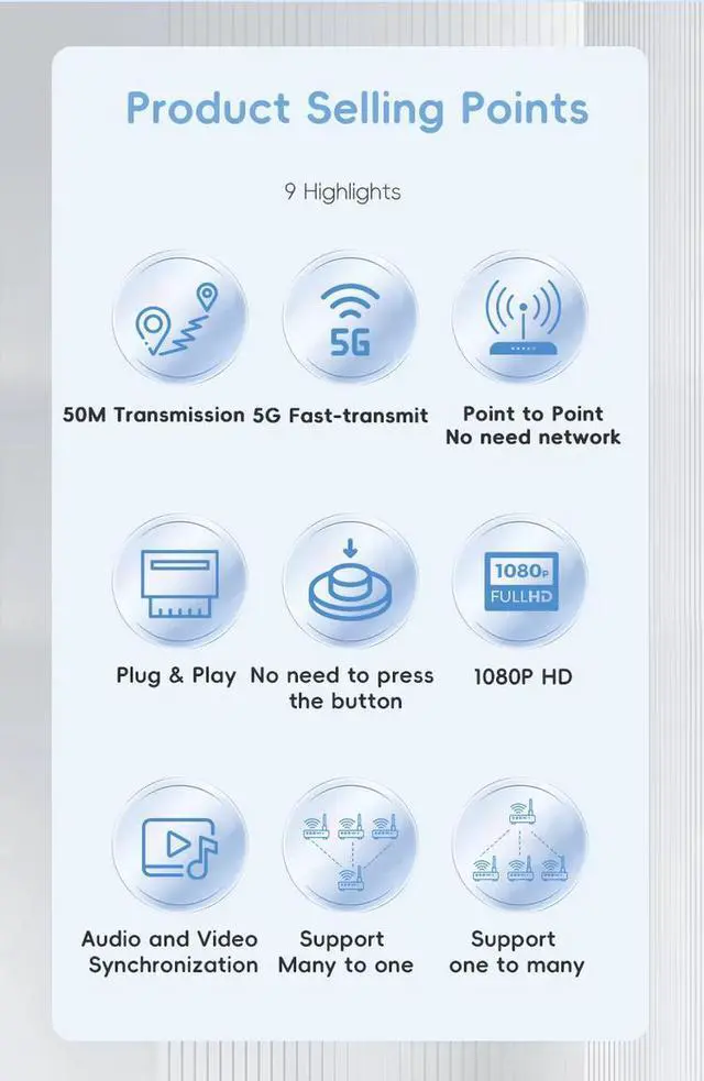 Alt view image 4 of 7 - Wireless HDMI Extender Set 1Tx to 1Rx, 50m Range, Low Latency, for Home Cinema & Office Presentation