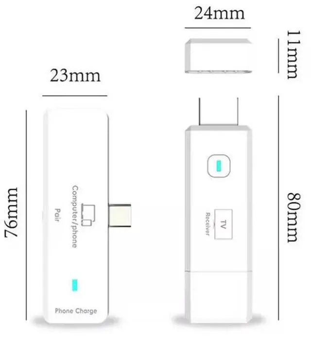 Alt view image 2 of 6 - Type-C Port Receiver Transmitter Wireless Type-C to HDMI Adapter Set, 1080P 50m Range, Plug & Play, for iOS/Android/Mac/Windows