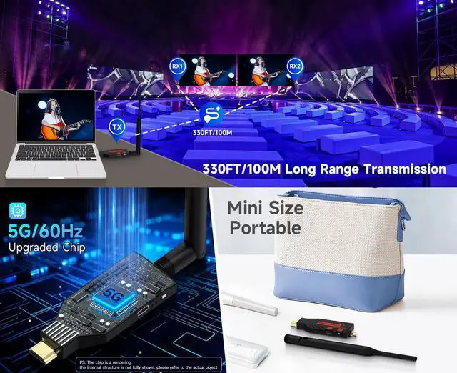 Alt view image 3 of 6 - Wireless HDMI Extender Kit 1Tx+2Rx, 1080P@60Hz, 100m Range, Portable Design for Home & Professional Use