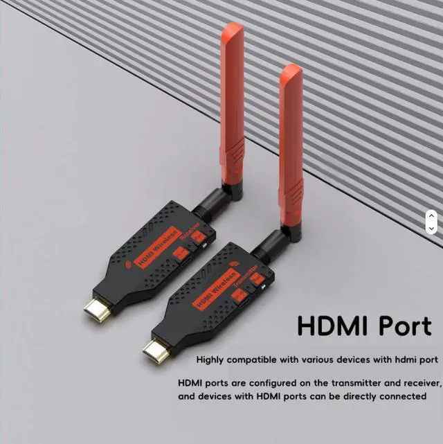 Alt view image 2 of 6 - 160M Wireless for HDMI Extender Adapter 4K for HDMI Video Transmitter Receiver for TV Stick Dongle PC Monitor 1080p VGA