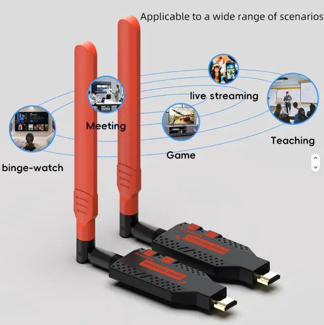 Alt view image 5 of 6 - 160M Wireless for HDMI Extender Adapter 4K for HDMI Video Transmitter Receiver for TV Stick Dongle PC Monitor 1080p VGA