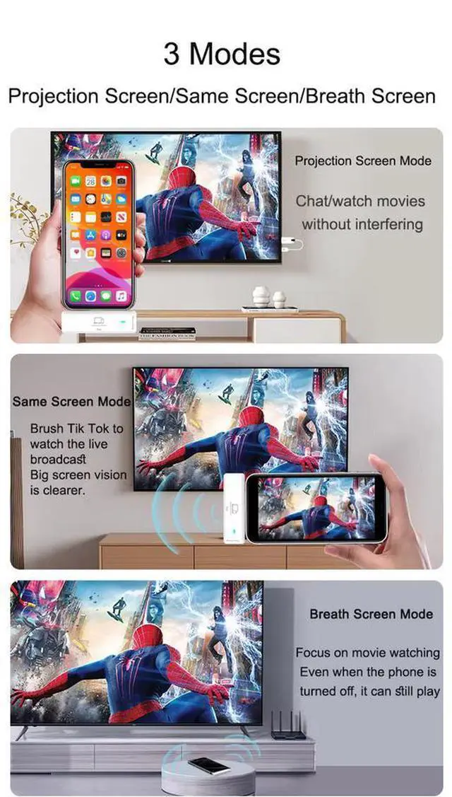 Alt view image 6 of 7 - 50M Wireless HDMI Adapter with Type-C Port, 5.8G 1080P, Plug & Play for iPad/TV/Projector