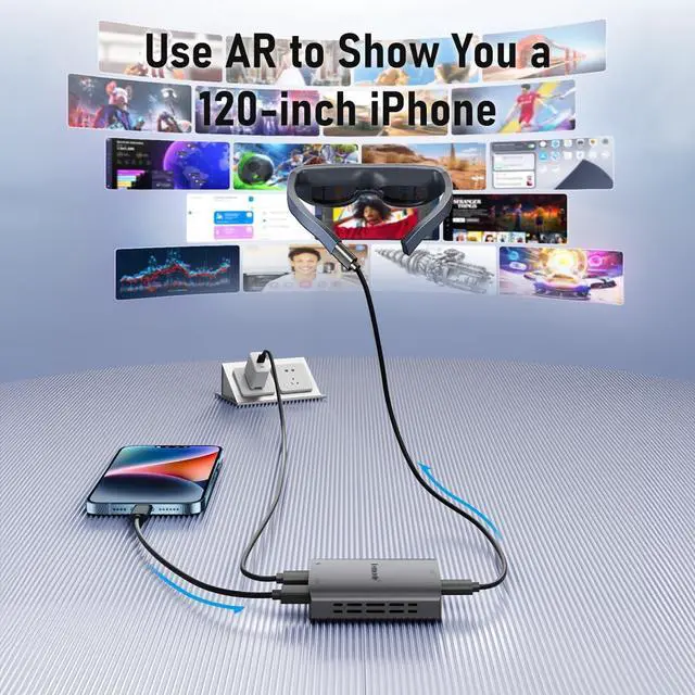 Alt view image 3 of 7 - Lemorele Adapter for i-Phone Lightning to USB C Video Converter, AR Glasses Adapter Compatible with RayNeo, XREAL Air, Rokid Air Max, TCL nxtwear s, Thunderbird AR, GRAWOOW AR, Portable Aluminum Case