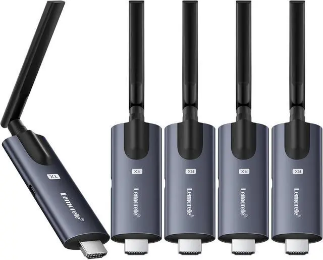 Main image of Lemorele Wireless HDMI Transmitter and 4 Receivers, Portable HDMI Wireless Extender, Plug & Play 656FT 1080P HD for Stream Video & Audio from PC/Camera/TV-Box to Monitor/Projector/HD TV/Phone/Tablet