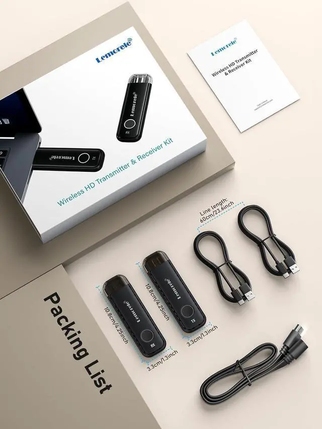 Alt view image 7 of 7 - Lemorele Wireless HDMI Transmitter and Receiver Kit,Portable Wireless HDMI Extender,Plug&Play,2.4/5G 164ft Range 1080P HD,Up to 8 Transmitter,for Streaming Video&Audio to Monitor from Laptop/TV-Boxs