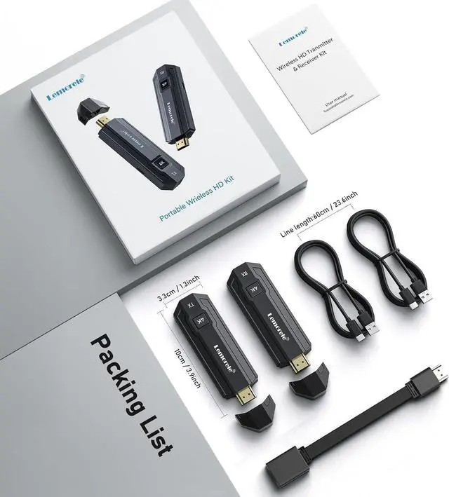 Alt view image 7 of 7 - Lemorele Wireless HDMI Transmitter and Receiver Kit,Portable Wireless HDMI Extender,Plug&Play,2.4/5G 164ft Range 1080P HD,Up to 8 Transmitter,for Streaming Video&Audio to Monitor from Laptop/TV-Boxs