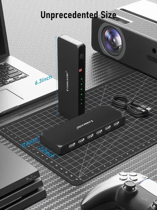 Alt view image 7 of 7 - HDMI Splitter Switch 5 in 1 Out, Lemorele 4K KVM Switcher UHD with Remote Control, Supports 30HZ, UHD, 1080P, HDCP, HDR for Firestick Xbox PS4 PS3 Blu-Ray DVD