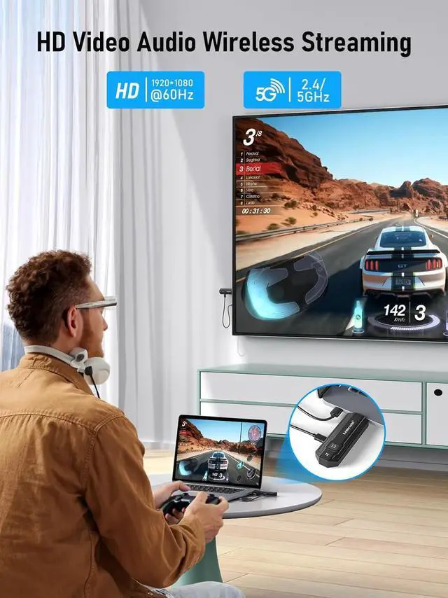 Alt view image 4 of 7 - Lemorele Wireless HDMI Transmitter and Receiver Extender Kit, 5G 164 ft Wireless HDMI Transmission, 1080P Full HD, Plug&Play, Stream Video&Audio to HDTVs/projectors from from Laptop/TV-Box/Blu-ray