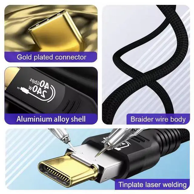 Alt view image 3 of 6 - USB4 Cable , 40Gbps Data Transfer, 240W PD Charging, 5K Video, Thunderbolt 4 Compatible