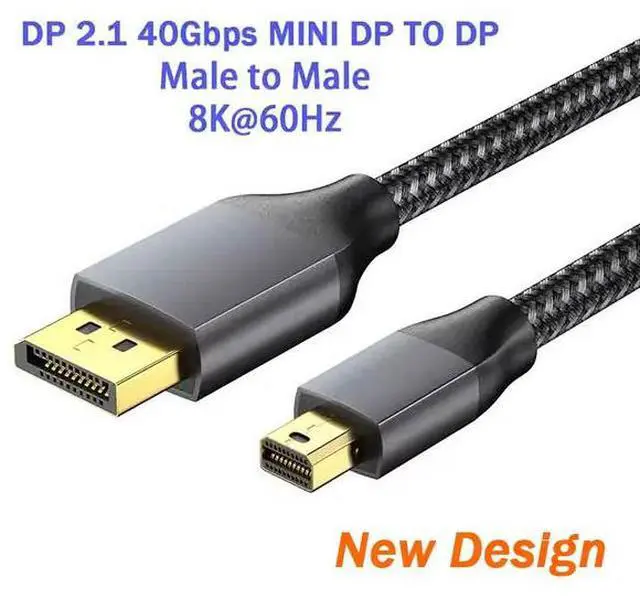 Main image of DP 2.1 40Gbps Mini DisplayPort to DisplayPort Male to Male Cable Black 8K 60Hz Mini DP to DP Audio Video Cable
