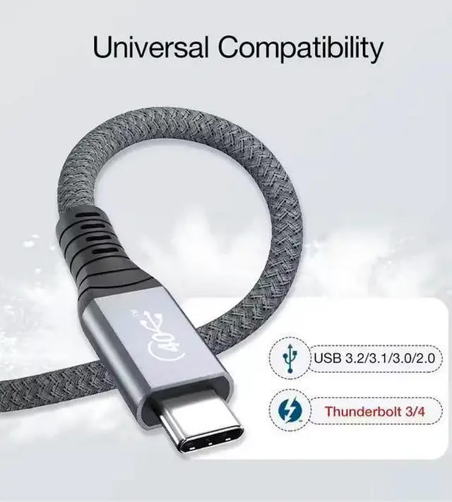 Alt view image 2 of 6 - USB4 Cable 0.3m Short USB C Extension Cable Support 40Gbps 8K 60Hz PD100W Compatible with Thunderbolt 3
