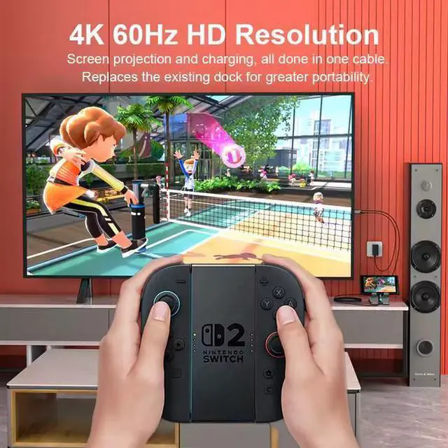 Alt view image 3 of 7 - Type-C to HDMI Cable 1.8M - 4K@60Hz HDR, 100W PD Fast Charging, Braided Nylon, Compatible with Nintendo Switch/OLED, Steam Deck, iPhone 15, MacBook, iPad, Gaming Handhelds & More