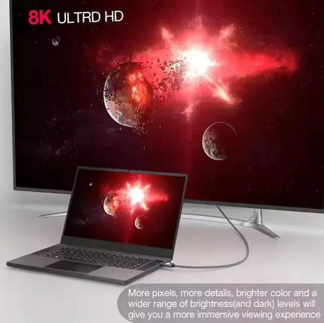 Alt view image 2 of 7 - 8K DisplayPort 1.4 Cable 2M Display Port Cable 8K 60Hz 4K 144Hz Ultra High Speed DP Cable for PC TV Gaming Monitor