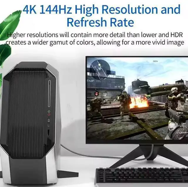 Alt view image 3 of 7 - 8K DisplayPort 1.4 Cable 2M Display Port Cable 8K 60Hz 4K 144Hz Ultra High Speed DP Cable for PC TV Gaming Monitor