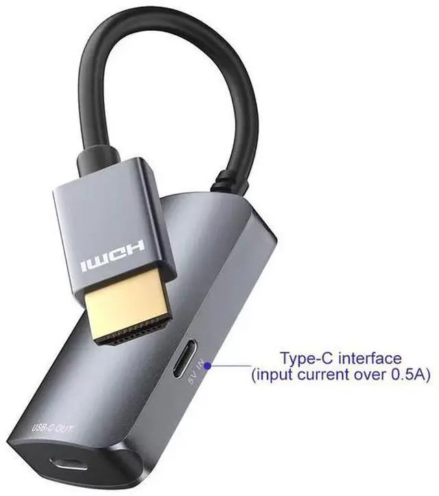 Alt view image 7 of 7 - 4K 60Hz HDMI to Type c Converter HD MI Male to USB c Female Cable Adapter 4K with Type c Power Supply HDR