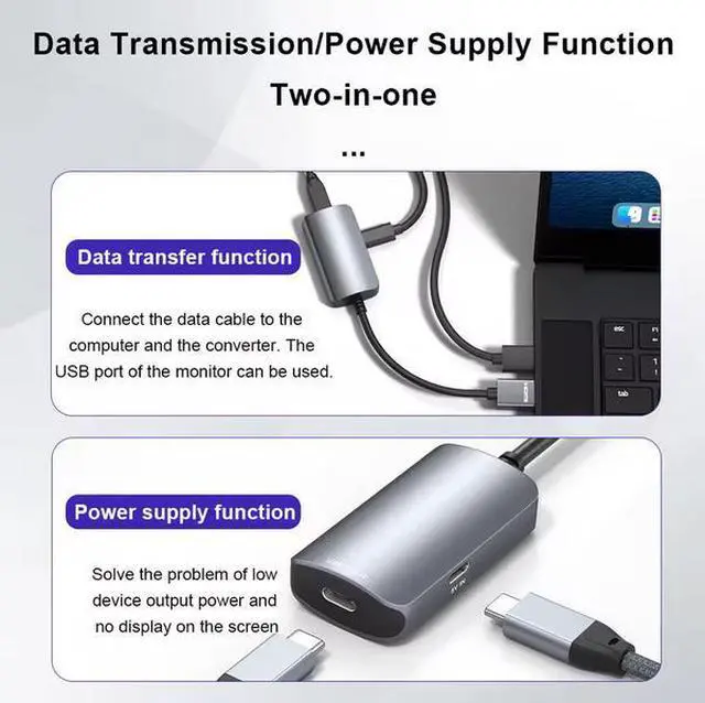 Alt view image 3 of 7 - 4K 60Hz HDMI to Type c Converter HD MI Male to USB c Female Cable Adapter 4K with Type c Power Supply HDR